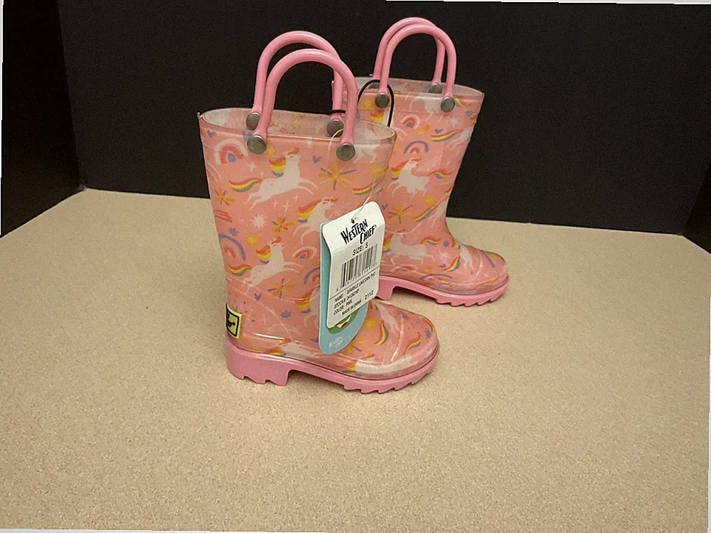 New! Toddler Girls Western Chief Sparkle Unicorn PVC Rain Boots. Size 5C. Nice!