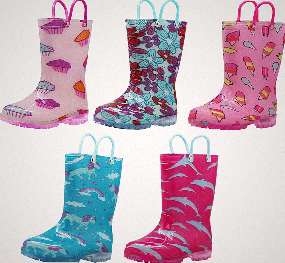 Norty Toddler Little Big Kids Girls Waterproof PVC Rain Boots SEE VIDEO