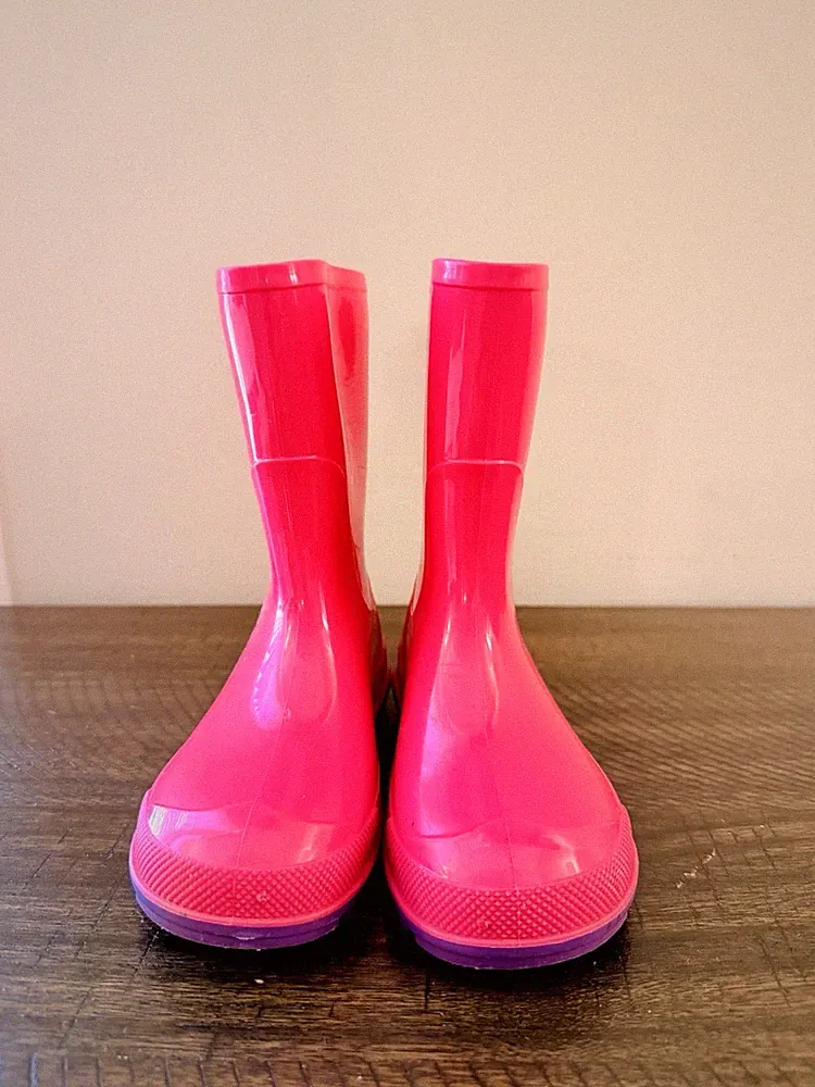 Pink Unisex Kids 9 Rubber Waterproof Rain Boot Mid-Calf Pull On