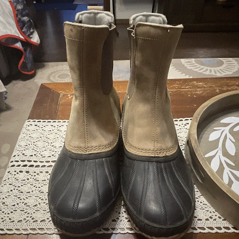 Sorel Waterproof Ankle Rain Boots Tan Black Leather Men's US 11.5